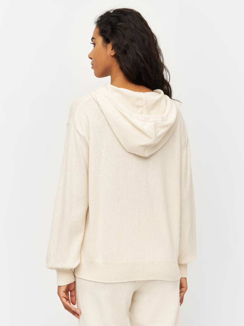 KnowledgeCotton Apparel - WMN Wool hood knit Knits 1348 Buttercream