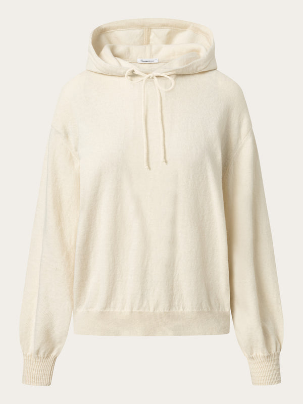 KnowledgeCotton Apparel - WMN Wool hood knit Knits 1348 Buttercream