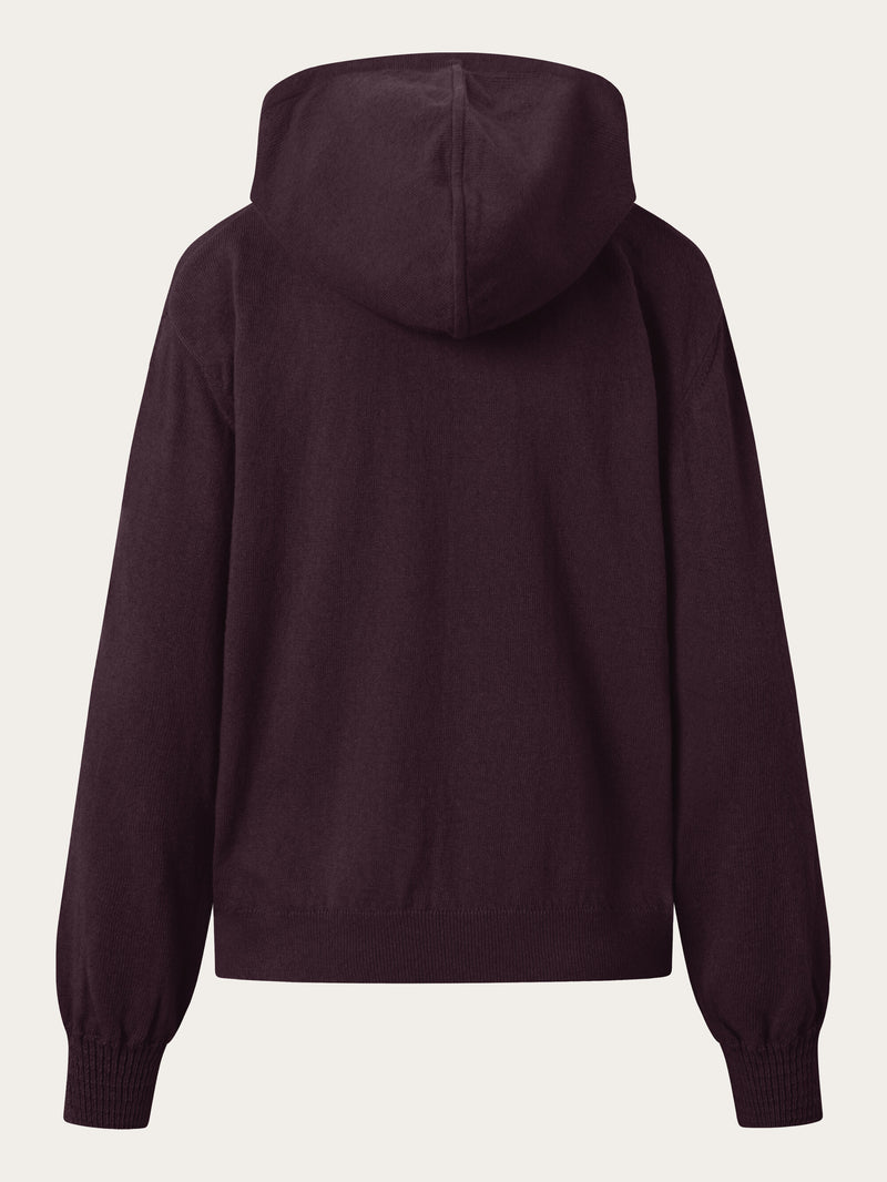 KnowledgeCotton Apparel - WMN Wool hood knit Knits 1394 Chocolate Plum