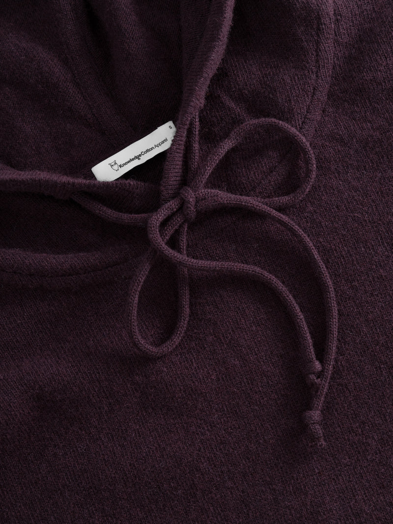 KnowledgeCotton Apparel - WMN Wool hood knit Knits 1394 Chocolate Plum