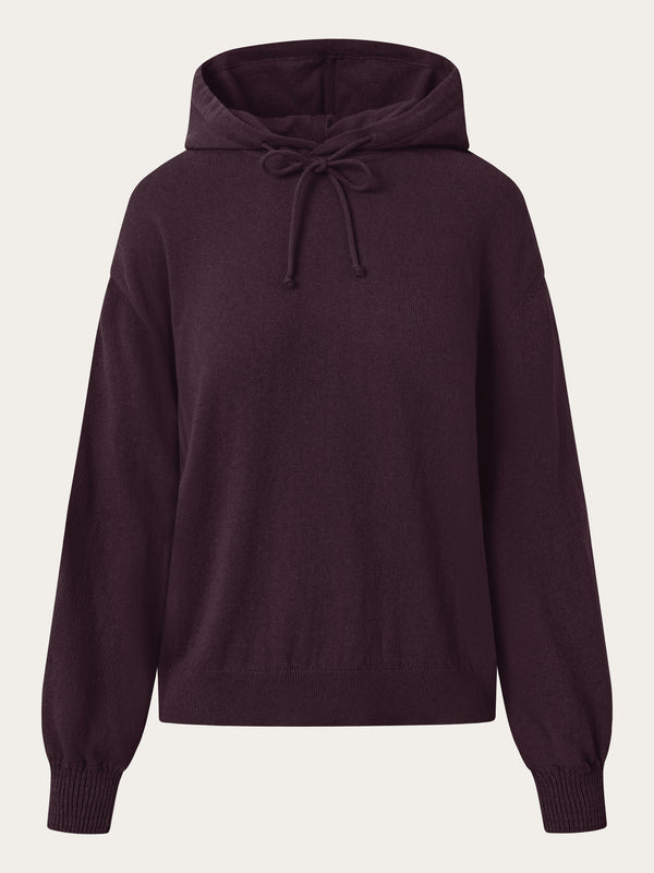 KnowledgeCotton Apparel - WMN Wool hood knit Knits 1394 Chocolate Plum