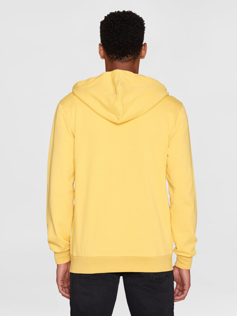 KnowledgeCotton Apparel - MEN Zip hood kangaroo badge sweat Sweats 1429 Misted Yellow