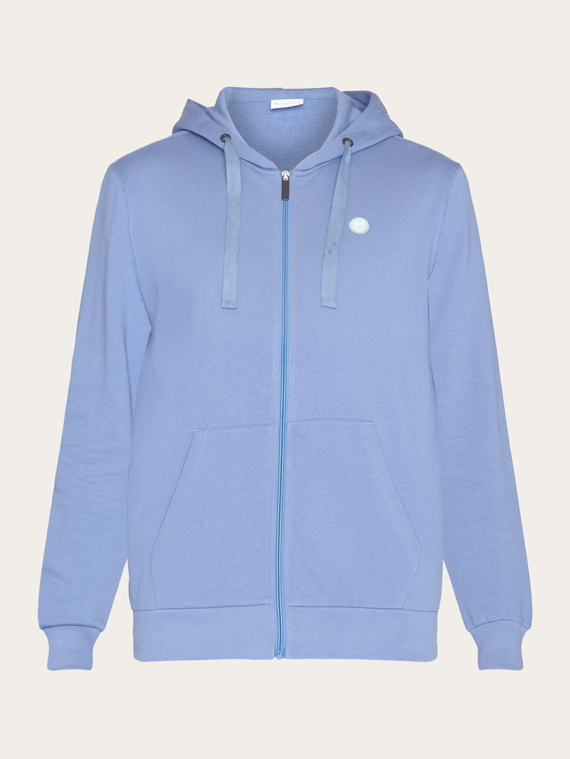 KnowledgeCotton Apparel - MEN Zip hood kangaroo badge sweat Sweats 1432 Moonlight Blue