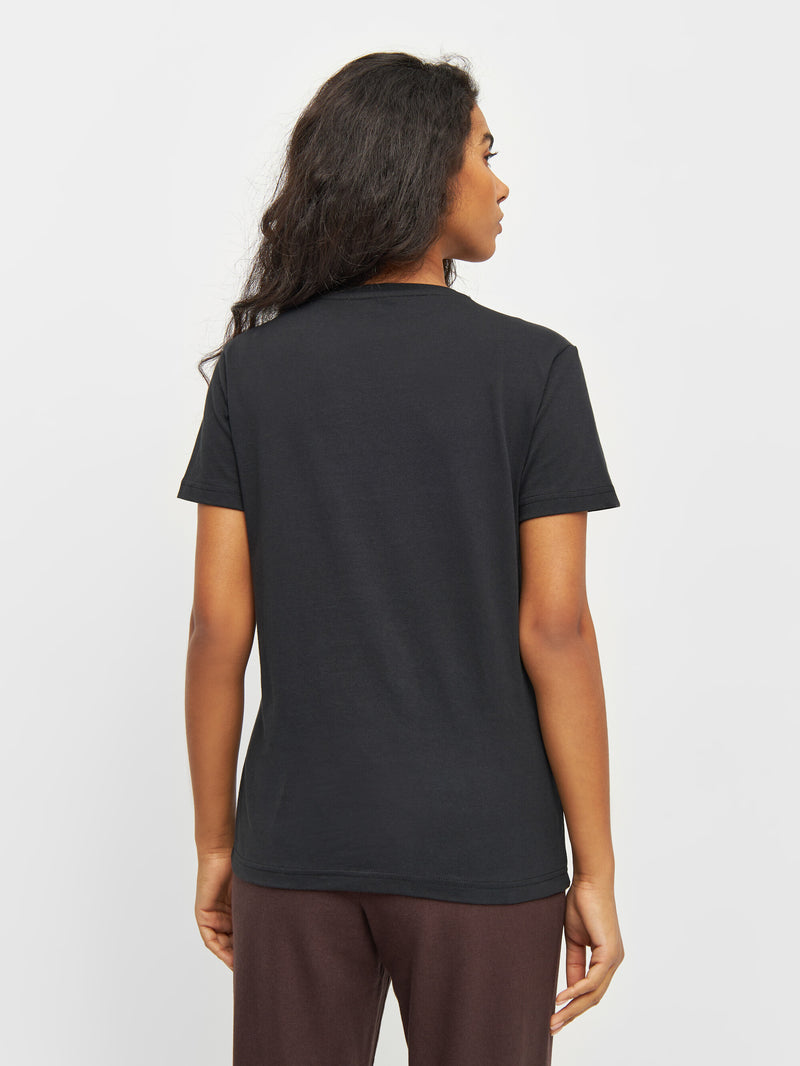 KnowledgeCotton Apparel - WMN Basic t-shirt T-shirts 1300 Black Jet