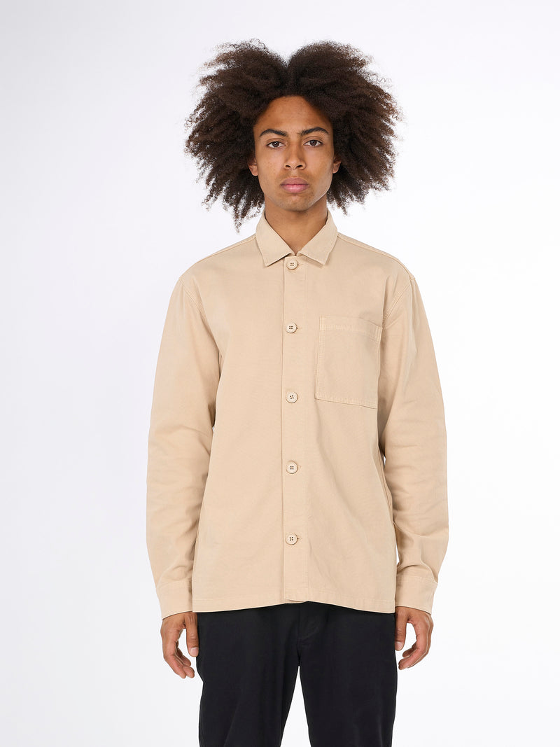 KnowledgeCotton Apparel - MEN Canvas over shirt Overshirts 1347 Safari