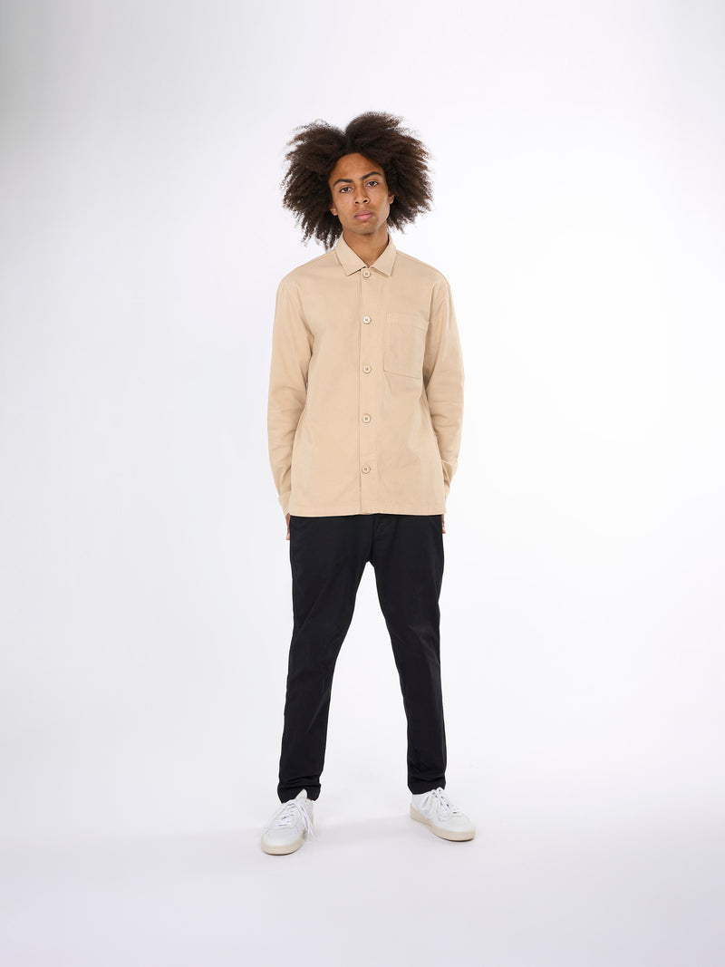 KnowledgeCotton Apparel - MEN Canvas over shirt Overshirts 1347 Safari