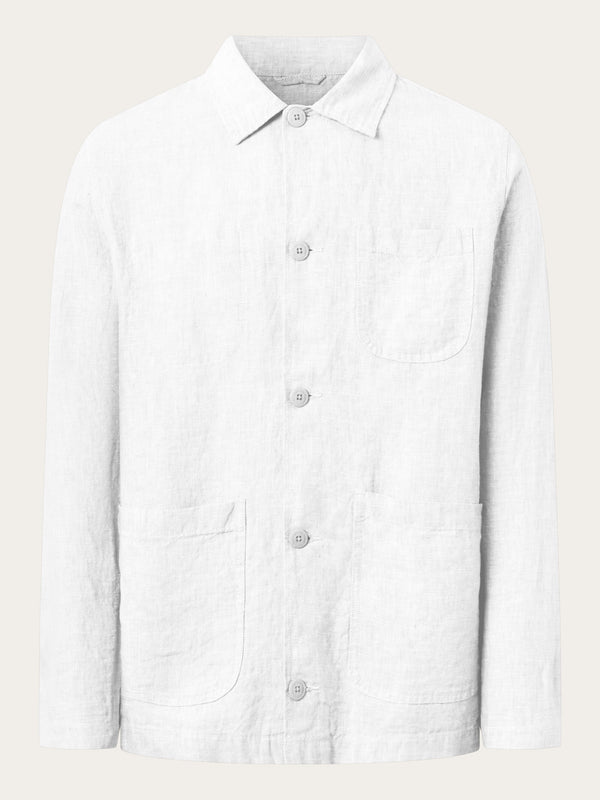 KnowledgeCotton Apparel - MEN Linen overshirt Overshirts 1010 Bright White