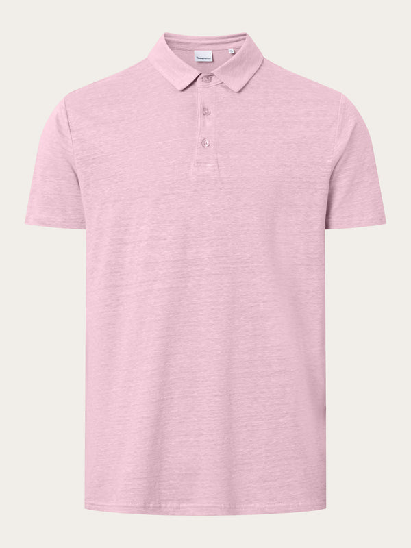 KnowledgeCotton Apparel - MEN Linen polo Polos 1378 Parfait Pink