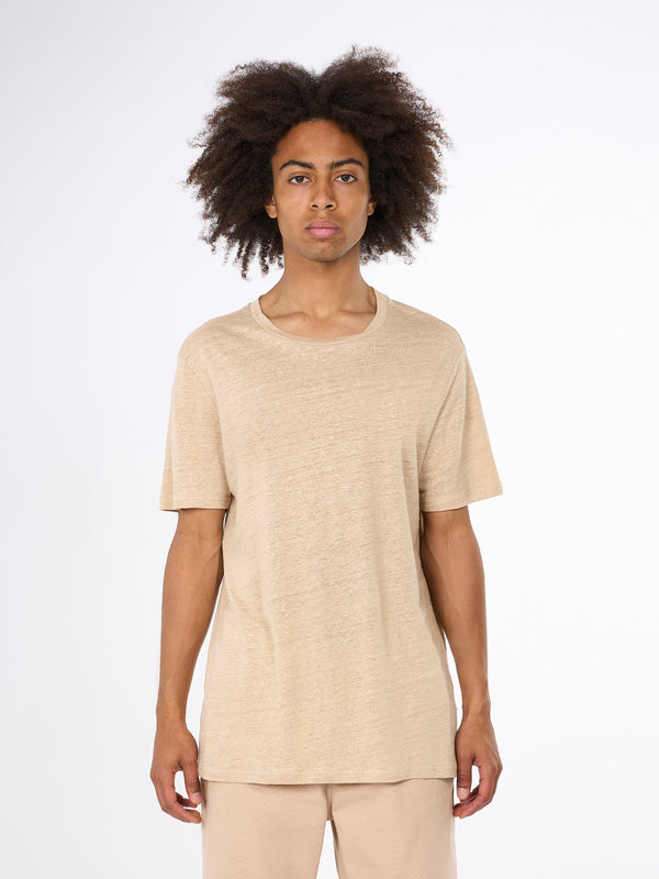 KnowledgeCotton Apparel - MEN Linen t-shirt T-shirts 1347 Safari