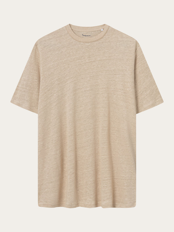 KnowledgeCotton Apparel - MEN Linen t-shirt T-shirts 1347 Safari