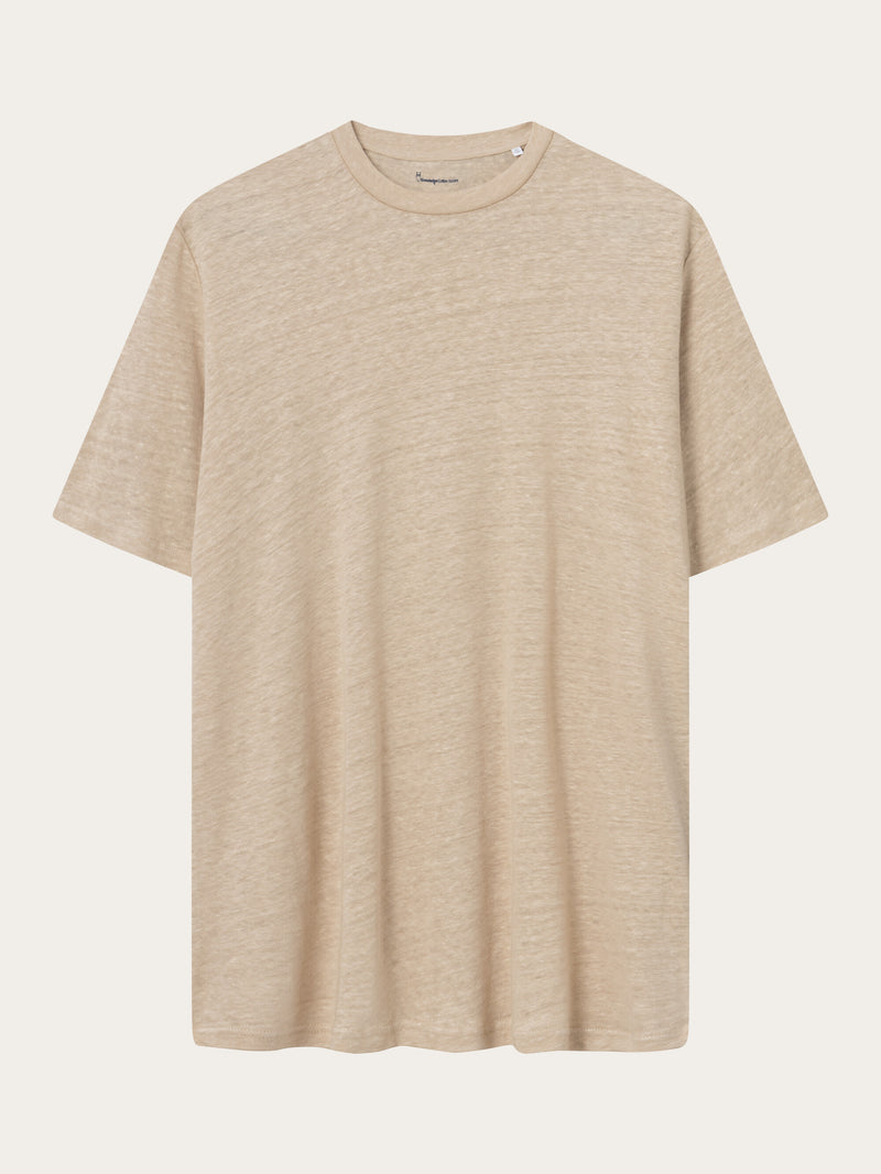 KnowledgeCotton Apparel - MEN Linen t-shirt T-shirts 1347 Safari