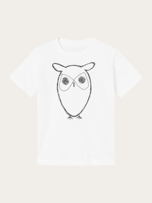 KnowledgeCotton Apparel - YOUNG Owl t-shirt T-shirts 1010 Bright White