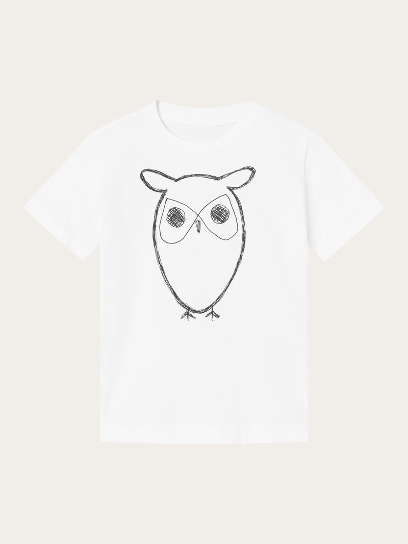 KnowledgeCotton Apparel - YOUNG Owl t-shirt T-shirts 1010 Bright White